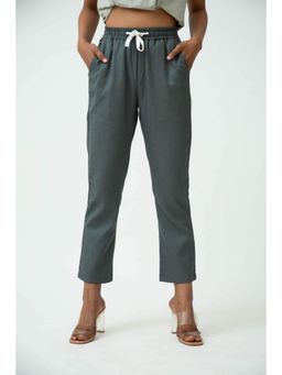 Saltpetre - Women Solid Cotton Forest Grey Elasticated Waist Band Pant