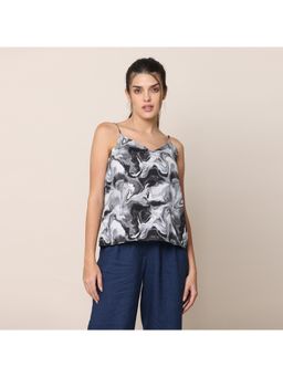 Saltpetre - Women Black & White Marble Print Top