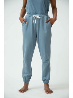Saltpetre - Women Solid Blue Ribbed Cuff Joggers