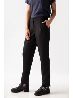 Saltpetre - Women Solid Black Modal Straight Fit Trouser