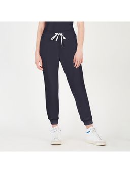 Saltpetre - Womens Solid Navy Blue Organic Cotton Drawstring Waistband Joggers