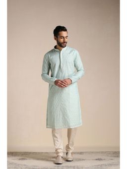 Manyavar - Pista Chanderi Printed Kurta with Pencil Pajama (Set of 2)