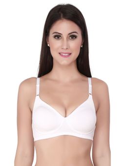 SOIE - Women's Semi-Medium Coverage Encircle Non-Padded Non-Wired Cotton Bra-White