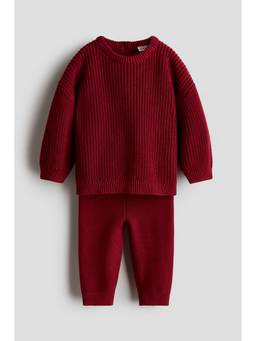 H&M - Kids Red 2-Piece Cotton Knit Set