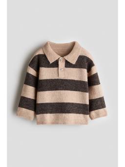 H&M - Boys Brown Fine-Knit Polo Neck Jumper