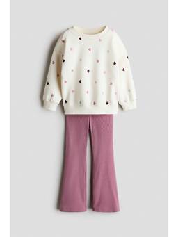 H&M - Girls White 2-Piece Sweatshirt And Leggings