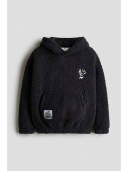 H&M - Boys Black Oversized Teddy Hoodie