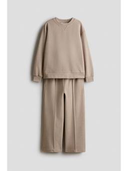 H&M - Boys Beige 2-Piece Textured Sweatshirt And Pant