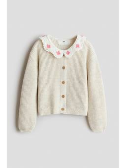 H&M - Girls Off White Crochet-Look Collar Cardigan