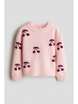 H&M - Girls Pink Jacquard-Knit Jumper