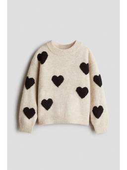 H&M - Girls Off White Jacquard-Knit Jumper
