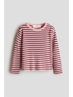 H&M - Girls Pink Rib-Knit Jumper