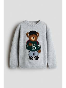 H&M - Boys Grey Jacquard-Knit Jumper
