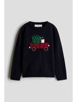 H&M - Boys Navy Blue Jacquard-Knit Jumper