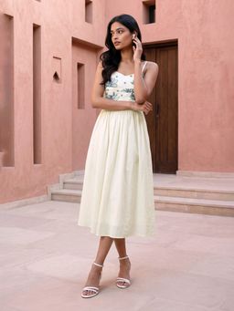 max - Off White Embroidered Sleeveless Dress
