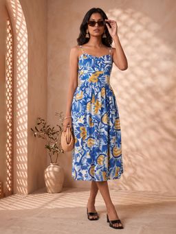 max - Blue Floral Sleeveless Dress