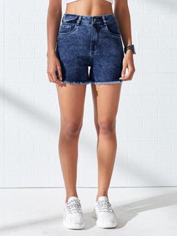 DOLCE CRUDO - Navy Blue Solid/Plain Shorts