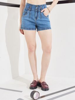 DOLCE CRUDO - Blue Solid/Plain Shorts