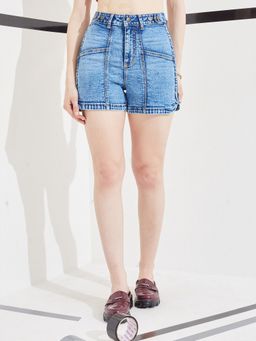DOLCE CRUDO - Blue Solid/Plain Shorts
