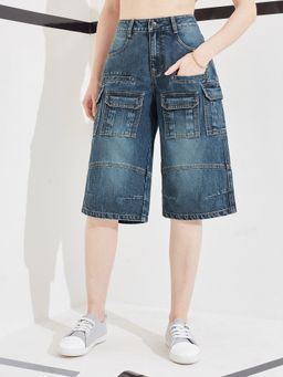 DOLCE CRUDO - Blue Solid/Plain Shorts