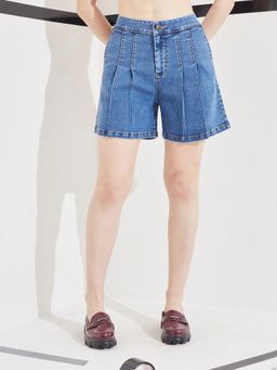 DOLCE CRUDO - Blue Solid/Plain Shorts