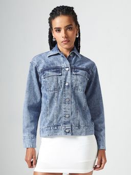 DOLCE CRUDO - Blue Solid/Plain Full Sleeves Regular jacket