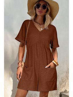 Errabelly - Brown Solid/Plain Half Sleeves Dress