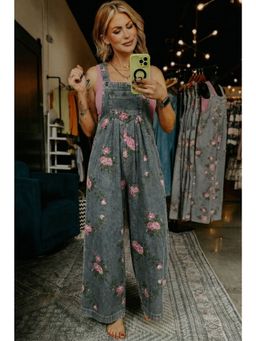 Errabelly - Grey Floral Sleeveless Dungarees