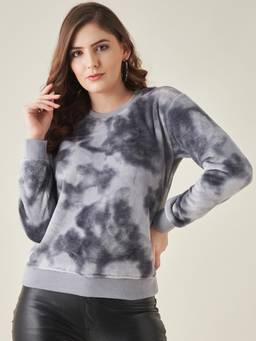 Modeve - Grey Tie & Dye Full Sleeves Regular Sweater