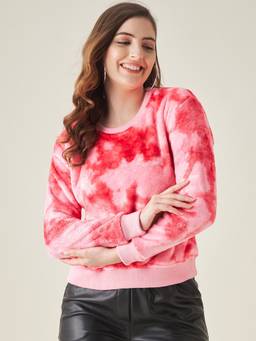 Modeve - Pink Tie & Dye Full Sleeves Regular Sweater