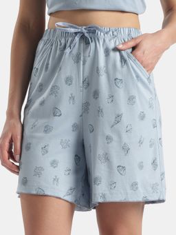 Jockey - RX10 Women Micro Modal Cotton Printed Shorts-London Fog (S)-Soft Chambray