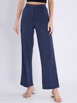 Globus - Navy Blue Checks Regular Trouser