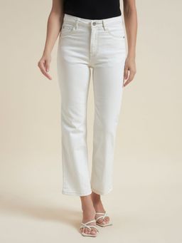 Beatnik - White Solid/Plain High Waist Jeans