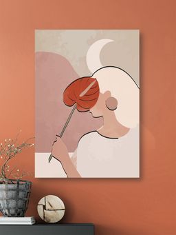 Nestroots - Graceful Woman With Pink Leaf Canvas Art Printed Wall Painting