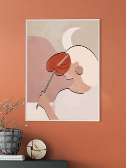 Nestroots - Graceful Woman With Pink Leaf Canvas Art Printed Wall Painting