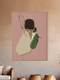 Nestroots - Graceful Woman Leaf Canvas Art Printed Wall Painting
