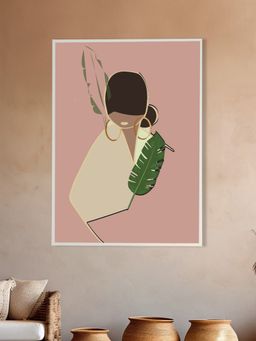 Nestroots - Graceful Woman Leaf Canvas Art Printed Wall Painting