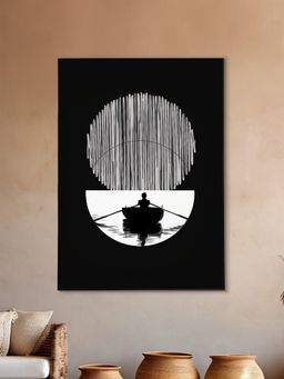Nestroots - Tranquil Solitude: Boat Canvas Art Printed Wall Painting