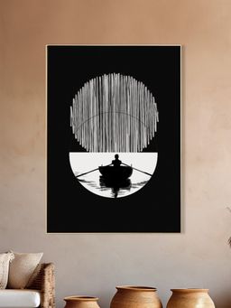 Nestroots - Tranquil Solitude: Boat Canvas Art Printed Wall Painting
