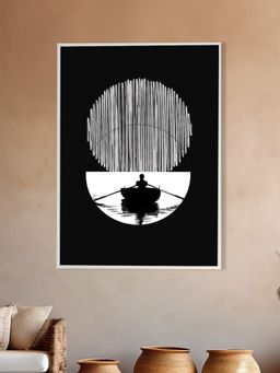 Nestroots - Tranquil Solitude: Boat Canvas Art Printed Wall Painting