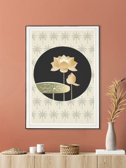 Nestroots - Gold Lotus Canvas Wall Art Printed Wall Painting