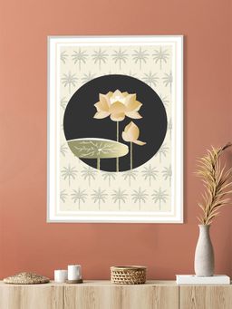 Nestroots - Gold Lotus Canvas Wall Art Printed Wall Painting