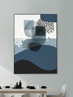 Nestroots - Blue Black Waves Canvas Art Abstract Painting