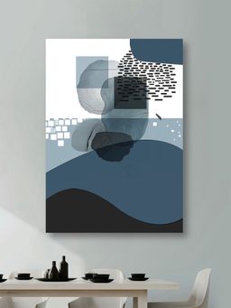 Nestroots - Blue Black Waves Canvas Art Abstract Painting