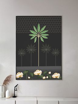 Nestroots - Monochrome Palm Tree Canvas Art Print Wall Painting