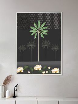Nestroots - Monochrome Palm Tree Canvas Art Print Wall Painting