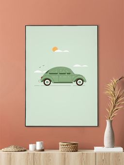 Nestroots - Green Vintage Car Abstract Canvas Art Printed Wall Painting