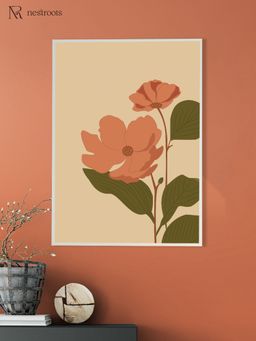 Nestroots - Vibrant Pink And Orange Floral Print Canvas Art Wall Painting