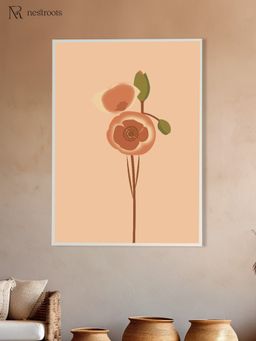 Nestroots - Bright Pink And Orange Floral Print Canvas Art Wall Painting