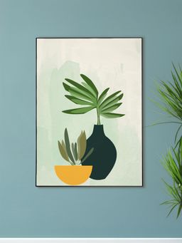 Nestroots - Serene Green Plant Bowl Art Canvas Wall Painting